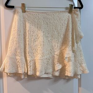 Francesca's Collections Cream Lace Ruffle Skater Skirt
